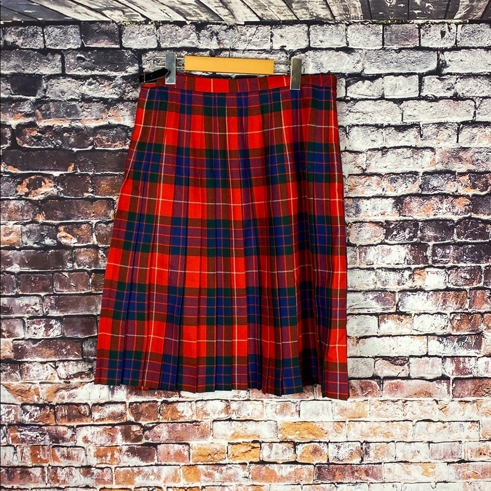 Vintage Scottish Plaid Red Wool Tartan Plaid Classic Traditional Skirt Kilt Sz M - Picture 10 of 17